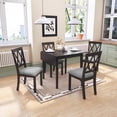 thumbnail image 3 of Dining Set Foldable Table with 4 Pieces Chairs, Smooth Surface Wood Dinette Set, Solid Acacia Wood Rectangular Breakfast Table with Solid Wood Legs for Dining Room, Living Room, Kitchen, Espresso, 3 of 8