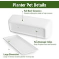 thumbnail image 4 of 14 Inch Ceramic Indoor Plant Pot with Drainage Hole, Rectangular Succulent Planter Window Box with Removable Saucer, Unglazed White, 4 of 5