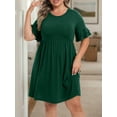 thumbnail image 4 of Cueply Women's Plus Size Dress Casual Summer Short Sleeve Crew Neck Loose Midi Dresses T-Shirt Swing Dress, 4 of 5