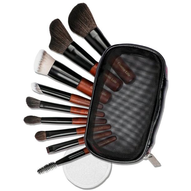 Set de brochas de maquillaje Cosme 9 FLAWLESS FACE MINI con funda