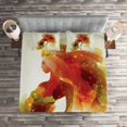 thumbnail image 2 of Ambesonne Floral Quilted Coverlet 3 Pcs, Girl Abstract Lady, King Size, Eggshell Orange, 2 of 2