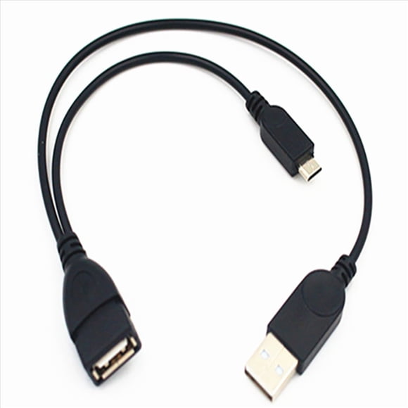 2 Micro-USB to USB Female OTG Adapter Cable with USB Power Interface Suitable for Electronic Devices with OTG