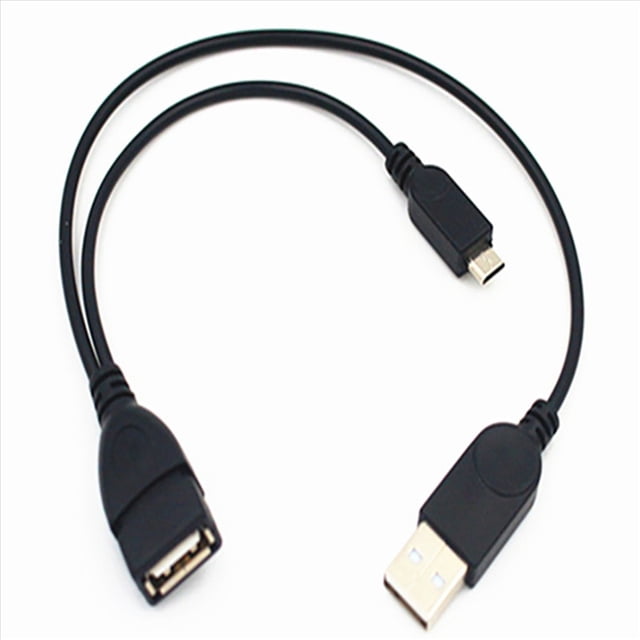 2 Micro-USB to USB Female OTG Adapter Cable with USB Power Interface Suitable for Electronic Devices with OTG