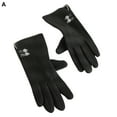 thumbnail image 2 of 1 Pair Winter Touchscreen Gloves Solid Color Soft Wear Resistant Fleece Lined Cold Weather Warm Gloves for Women-One Size,Black,A, 2 of 3