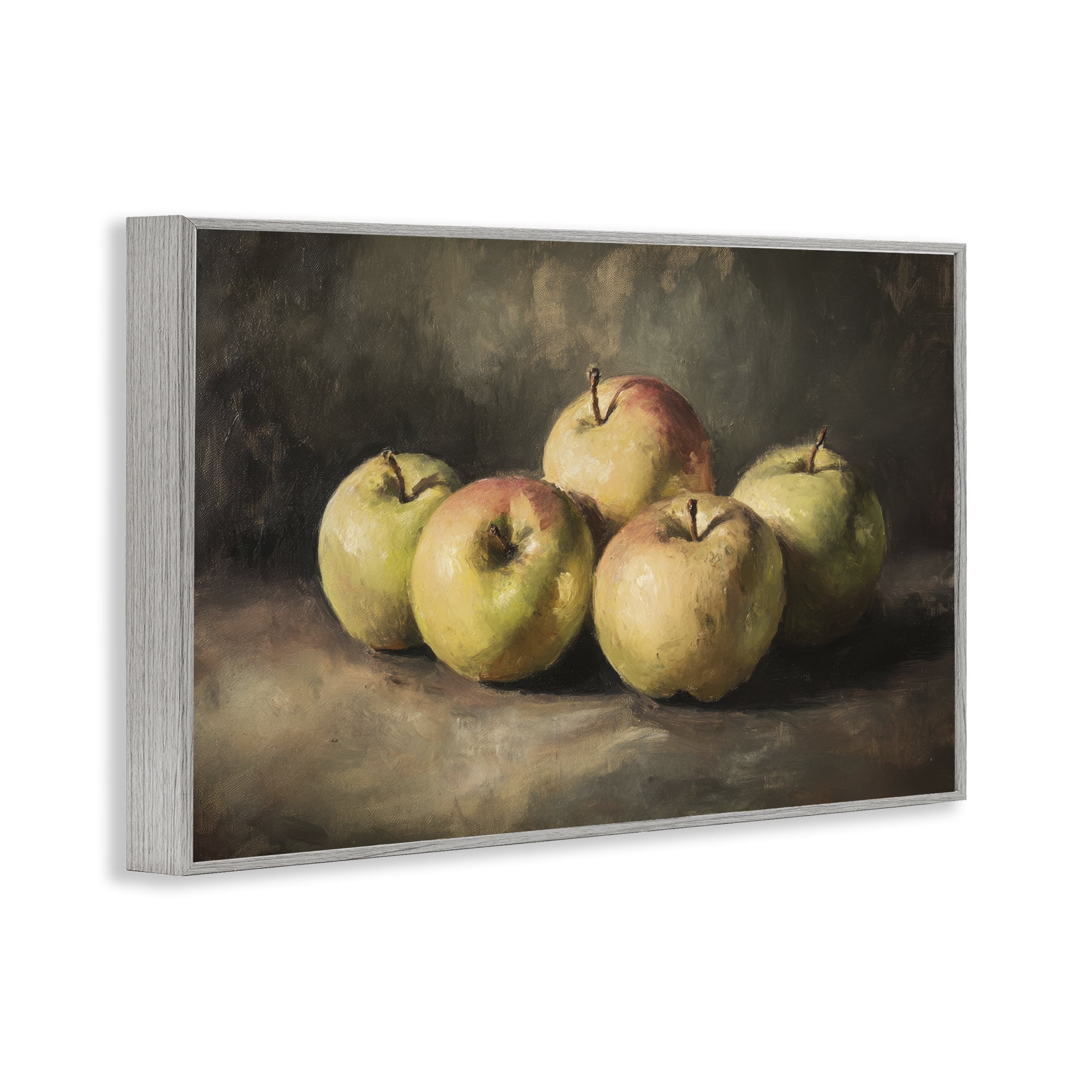 Stupell Industries Apples in Soft Shadow Gray Framed Giclee Art, design by Petal Prints Design