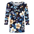 thumbnail image 5 of ALLLIST Tops for Women Summer Crew Neck 3/4 Sleeve T-Shirts Casual Floral Pullover for Ladies, 5 of 5