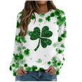 thumbnail image 1 of Plebaso Chandail en Molleton de la Saint-Patrick pour Femmes Imprimé Trèfle Col Rond Manches Longues Chandail P-5TG, 1 of 4