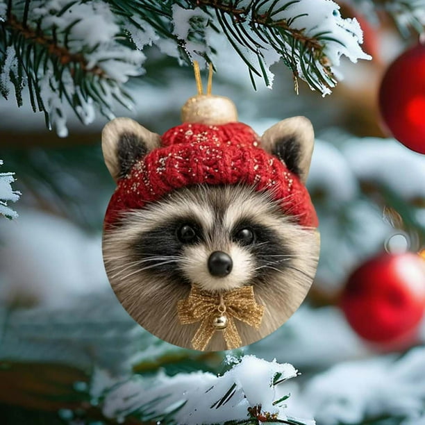 Adornos Navideños Acrílicos de Animales | Adornos Colgantes Planos de 2 Mm de Grosor con Cordón Dorado | Decoración Compacta y Duradera para Árbol de Navidad de 8 Cm | Multiusos para El Hogar, La Ofi
