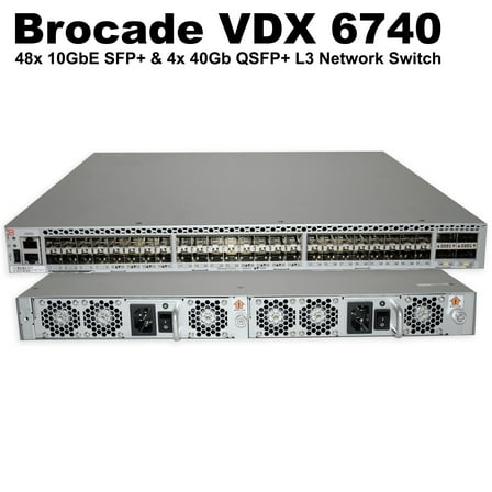 Pre-Owned Brocade VDX 6740 48x 10GbE SFP  & 4x 40Gb QSFP  L3 Network Switch