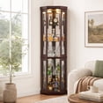 thumbnail image 6 of SESSLIFE 70" Tall Corner Curio Cabinet with Glass Doors and Lighting, Lighted Display Cabinet with 5-Tier Adjustable Shelves for Living Room Bedroom, Easy Assembly, 6 of 10