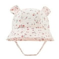 thumbnail image 1 of Gorro de lavabo de algodón puro para bebé, gorro de pescador con orejas de conejo para bebé europeo y americano, gorro de sombrilla de color sólido de 3 a 12 meses, 1 of 6