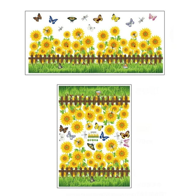 Pegatinas de pared con diseño de girasoles en PVC para decoración de habitaciones y baños infantiles