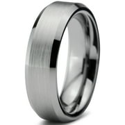 Charming Jewelers Tungsten Wedding Band Ring 6mm for Men Women Comfort Fit Beveled Edge Brushed Lifetime Guarantee