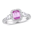 thumbnail image 1 of Bague de Fiançailles en Or Blanc 14 K avec Saphirs Roses et Saphirs Blancs de 9/10 Carat (ctw) et Diamants, 1 of 5