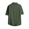 thumbnail image 3 of Inglocry Men Linen Shirt Button Down Long Sleeve Cotton Beach Band Collar Casual Summer Shirts Army Green XL, 3 of 4