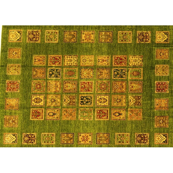 Ahgly Company Indoor Rectangle Abstract Yellow Modern Area Rugs, 2' x 5'