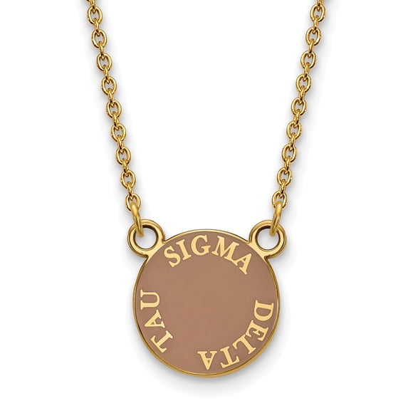 Solid 925 Sterling Silver with Gold-Toned Sigma Delta Tau Extra Small Enl Pendant with Necklace (12mm)