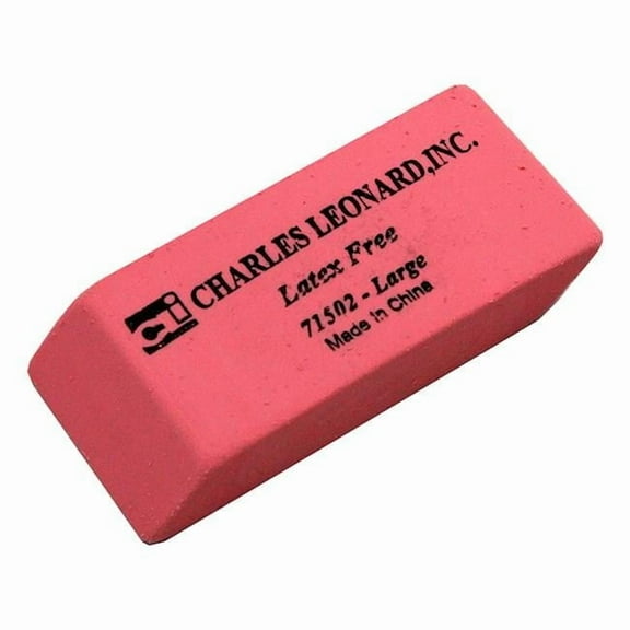 Charles Leonard  Synthetic Pink Wedge Erasers Large - 12 Per Box - Box of 6