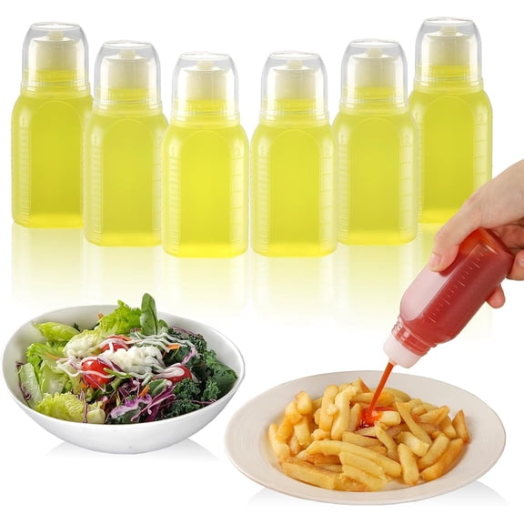 6Pcs Mini Ketchup Bottle,Clear Condiment Squeeze Bottles,3oz/100ml Camping Condiment Containers with Sturdy Screw Cap