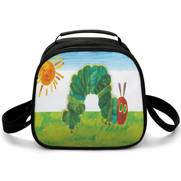 Hungry Caterpill-a Lunch Bag Small Lunch Box Shoulder Strap Reusable Food Tote Bag for Snacks Drinks