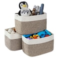 thumbnail image 6 of VECELO 3 Pack Woven Storage Basket, Cotton Rope Baskets with Handles for Organizing, Brown, 6 of 7