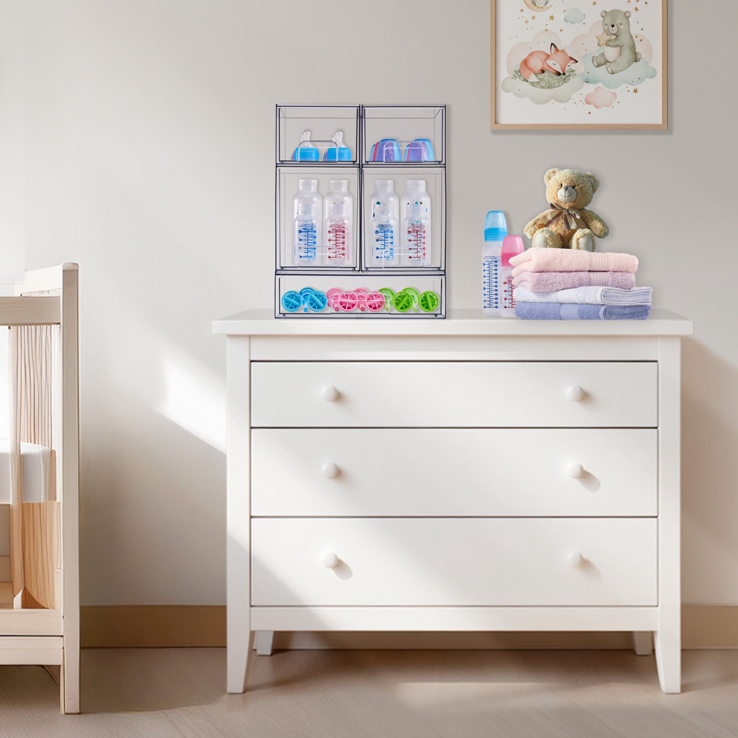 Sorbus Wide Stackable Acrylic Storage Drawers, Clear Baby Organizer Bins, 2-Pack