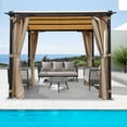 thumbnail image 4 of 9 X 11Ft Patio Pergola, Arched Gazebo With Waterproof Sun Shade Shelter Awning,  2 sides of shading shades, Canopy Patio Metal Shelter For Garden Backyard,Khaki, 4 of 7