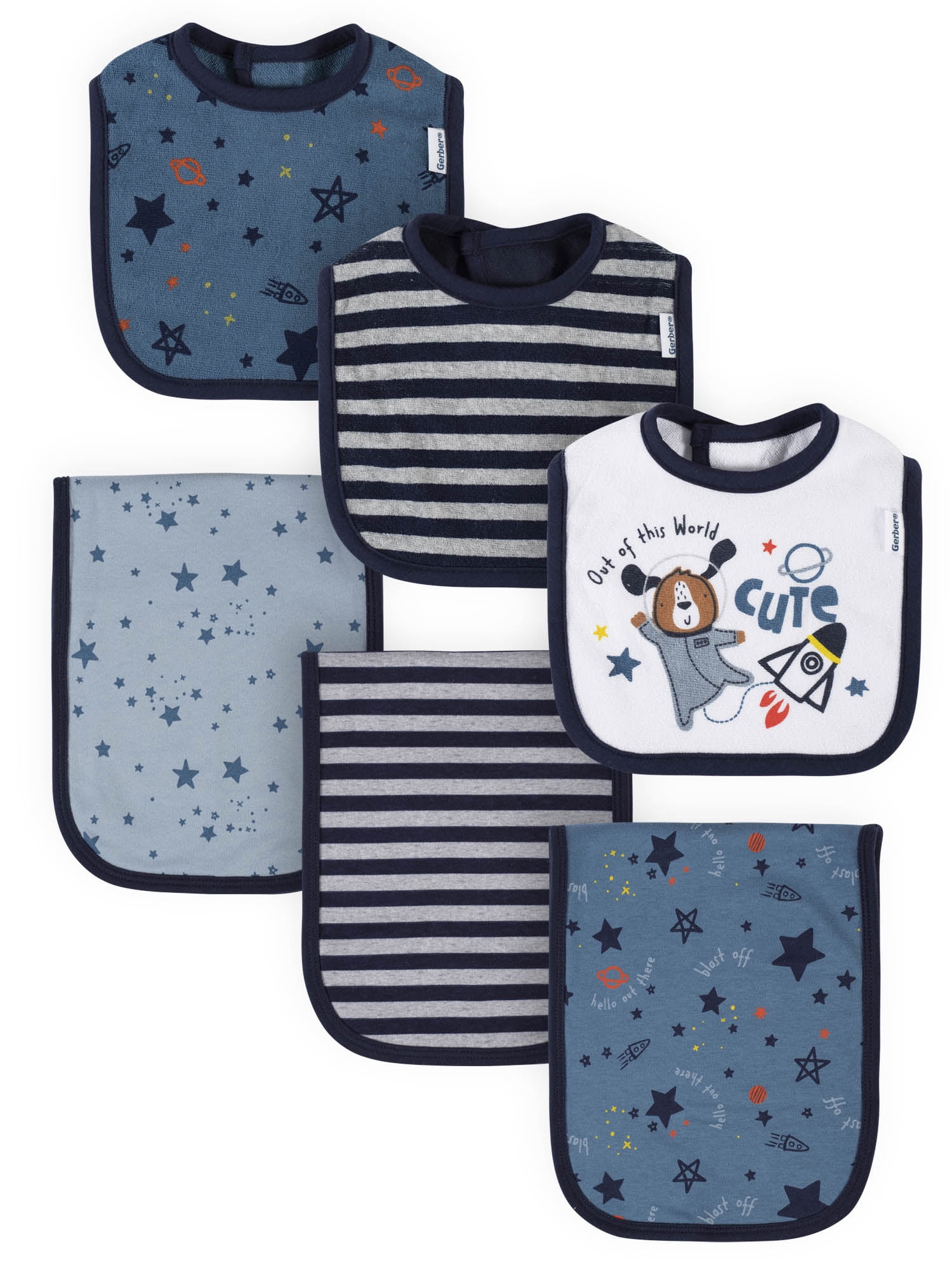 Receiving blanket burppad and washcloth sold in a bundle or sold seperately bib