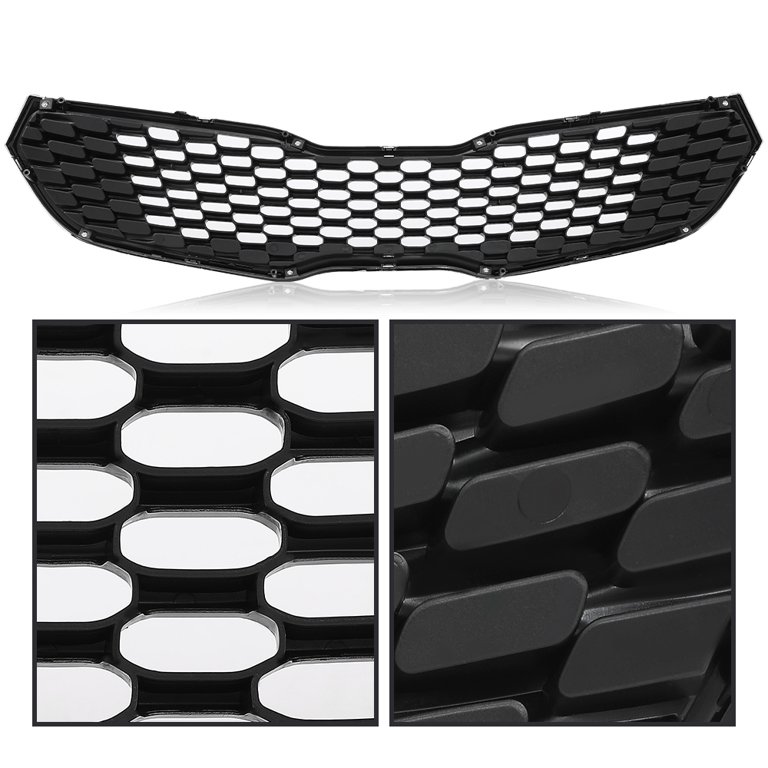 Front Bumper Grille For 2014-2016 Kia Forte / Forte5 - Chrome & Black Mesh