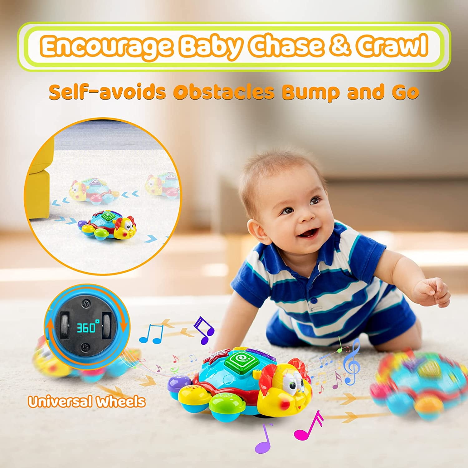 Vanmor Baby Toys 12 to 18 Months Einstein Musical Toy, Infant Crawling Walking Toy for 12-24 Months, Bilingual Toys Spanish English Learning Educational Montessori Toys for 1 Year Old Girl Boy