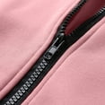 thumbnail image 4 of IROINNID Women's Casual Mid-Length Coat Print Zip Up Long Sleeve Hoodie Outwear, Pink, 4 of 5