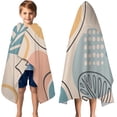thumbnail image 3 of Orange Boho Abstract and Plant Pattern Hooded Bath Towel，50"x30" for Ages 3 To 12 Kids, Quick Dry Lightweight Soft Microfiber Hood Beach Towel Cover Up for Kids, 3 of 7