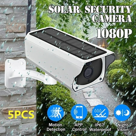 5PCS Outdoor IPX67 Waterproof Security Camera Wireless WiFi HD 1080P Solar & Battery Power B ullet IP Camera PIR Motion Detection IR-CUT Night Vision Android/iOS APP Remote (Best Sports Radio App For Android)