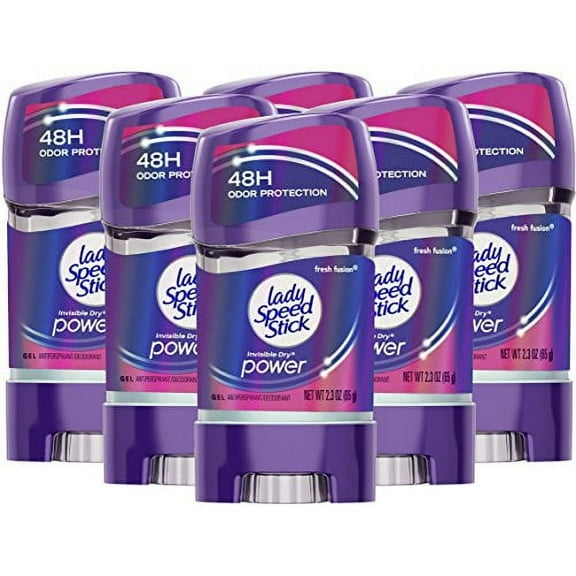Lady Speed Stick Invisible Dry Power Antiperspirant Deodorant Gel for Women, Fresh Fusion - 2.3 ounce (6 Pack)