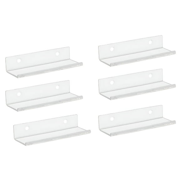LAMIRO 6 Pack Vinyl Record Shelf Wall Mount,4" Clear Acrylic Album Record Holder