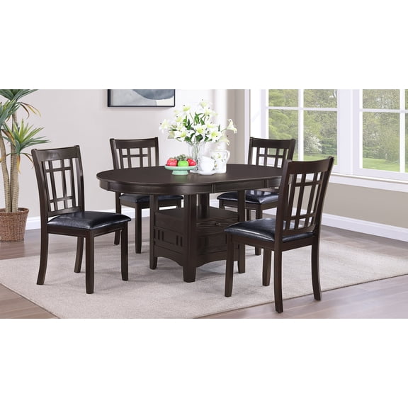 Coaster Lavon 5-Piece Oval Extension Leaf Dining Set, Espresso