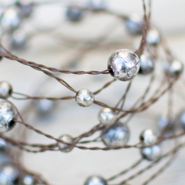 Rustic Gifts Beaded Metal Garland 24 in Brown Wire Decorative Aged