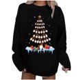 thumbnail image 2 of Hauts Décontractés pour Femmes Col Rond Imprimé Arbre de Noël Neige Manches Longues Blouse, 2 of 4