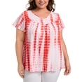 thumbnail image 1 of GRACE & GRANDEUR Camisetas de Talla Grande para Mujeres con Mangas Cortas con Volantes y Cuello en V, Blusas Plisadas 4X Naranja, 1 of 1