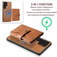 thumbnail image 3 of Allytechgroup Galaxy S23 Ultra Case, Premium PU Leather 2 In 1 Wallet Phone Case for Samsung Galaxy S23 Ultra with Card Holder Shockproof TPU Magnetic Cover Compatible with MagSafe & Car Mount,Brown, 3 of 8