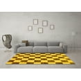 thumbnail image 3 of Ahgly Company Indoor Rectangle Checkered Yellow Modern Area Rugs, 5' x 8', 3 of 4