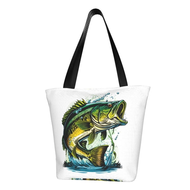 Balery Big bass fish Bolsa de Hombro con Diseño, Bolsa Grande y Duradera, Bolsa Versátil para Compras