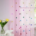 thumbnail image 2 of Bazaahm Pink Sheer Kitchen Curtains with Boho Metallic Polka Dots Pattern 28”W x 24”L Rod Pocket Tier Drapes for Bathroom, Set of 2 Panels, 2 of 5