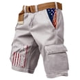 thumbnail image 3 of Havenx Mens Retro We the People Cargo Shorts American Flag Print Cargo Shorts with Pockets Distressed Washed Pant Freedom We the People Classic Summer Clothes,Light Gray L, 3 of 3