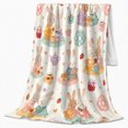 thumbnail image 2 of Bunnies Tea Party Pumpkins Storybook Scene, Playful Food Art Scene, Warm Flannel Blanket for Kitchen and Dining Room, Food Lovers Thanksgiving Gift, Playful Home Decor, 2 of 9