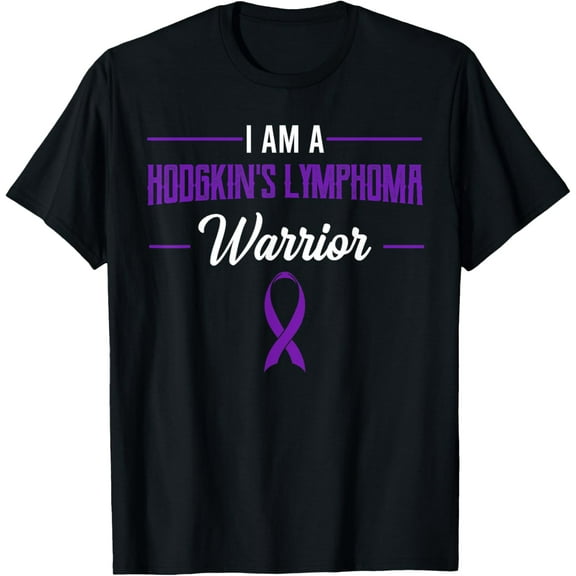 t-shirt I Am a Hodgkin's Lymphoma Warrior Purple Awareness Ribbon T-Shirt mens，black，women，funny，men，journey，Crew Neck, Short Sleeve,printing