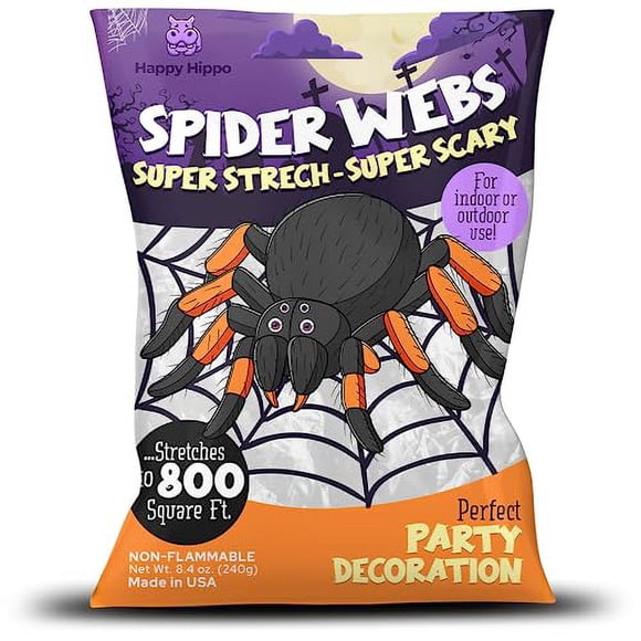 Decoración de Telaraña de Araña de Halloween Happy Hippo, 1500 Pies Cuadrados.