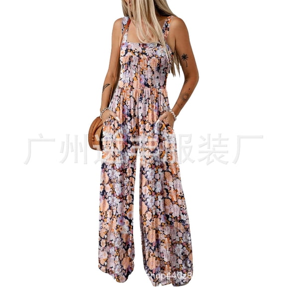 New women's bohemian printed suspender jumpsuit