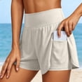 thumbnail image 2 of MEZZALL Women's Versatile Workout Shorts For Gym Running And Yoga Breathable Loose Fit Activewear Bottoms For Daily Exercise And Lounging Bottoms Solid Color Summer , Beige, 2 of 9