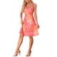 thumbnail image 4 of Vestido de verano sin mangas para mujer INSPIRE CHIC, con escote en V, lazo autoajustable, estampado floral, corte acampanado, color rosa intenso, talla S, 4 of 5